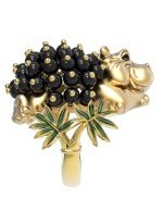 Кольцо из лимонного золота c эмалью и ониксом