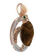 Подвеска из золота c эмалью и железным деревом