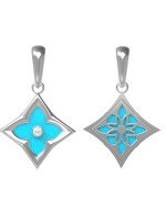 Подвеска из белого золота c бриллиантами и бирюзой