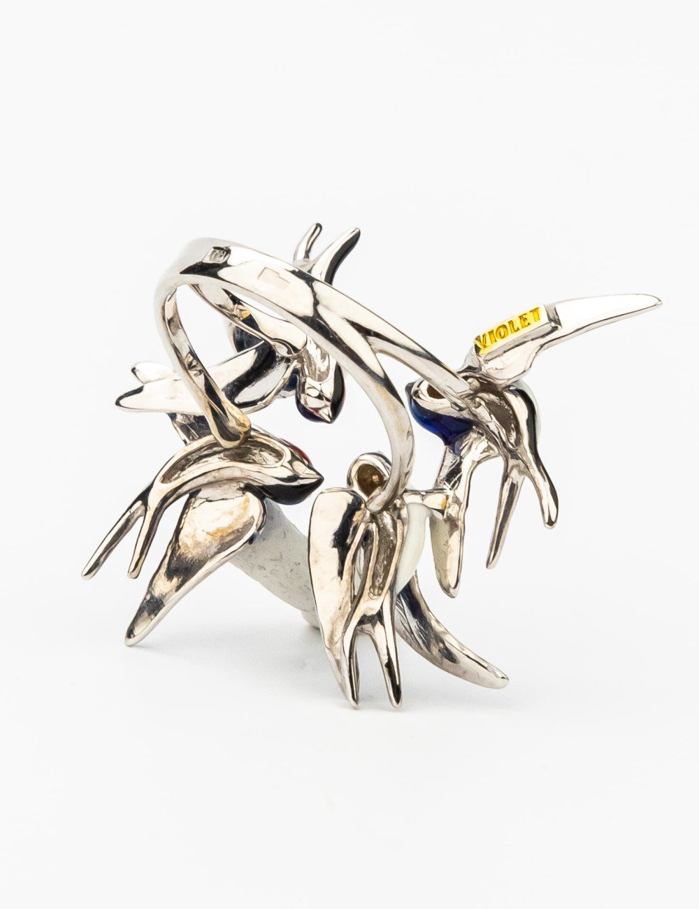 Кольцо из белого золота c эмалью