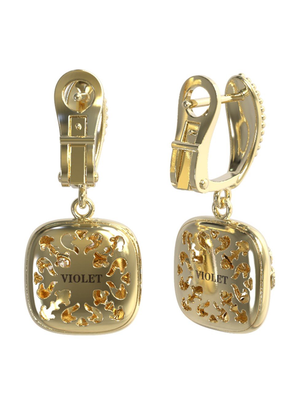 Серьги из лимонного золота c бриллиантами и перламутром