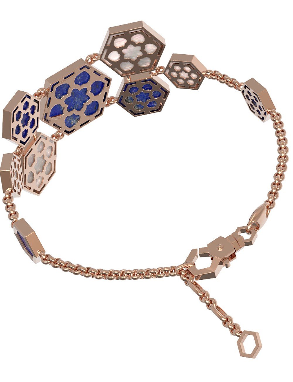 Браслет из золота c лазуритом и перламутром