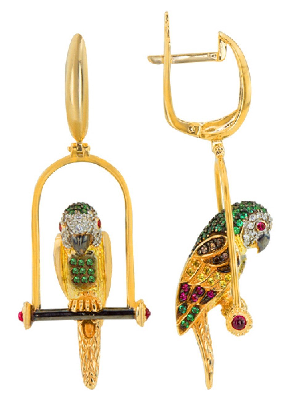 Серьги из лимонного золота c фианитом