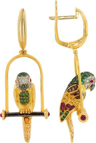 Серьги из лимонного золота c фианитом