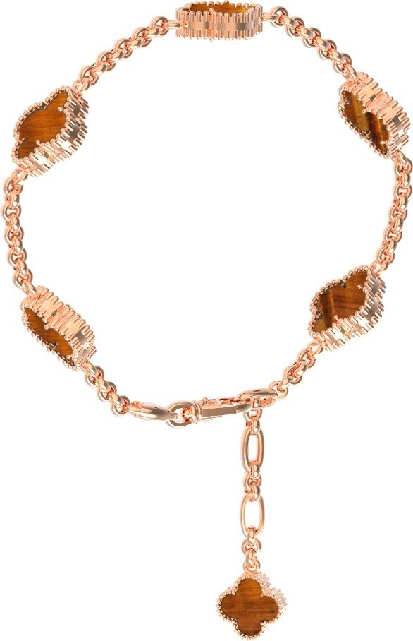 Браслет из золота c тигровым глазом