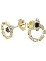 Серьги из лимонного золота c бриллиантами и ониксом