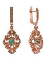 Серьги из золота c бриллиантами и изумрудом