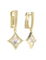 Серьги из лимонного золота c бриллиантами и перламутром