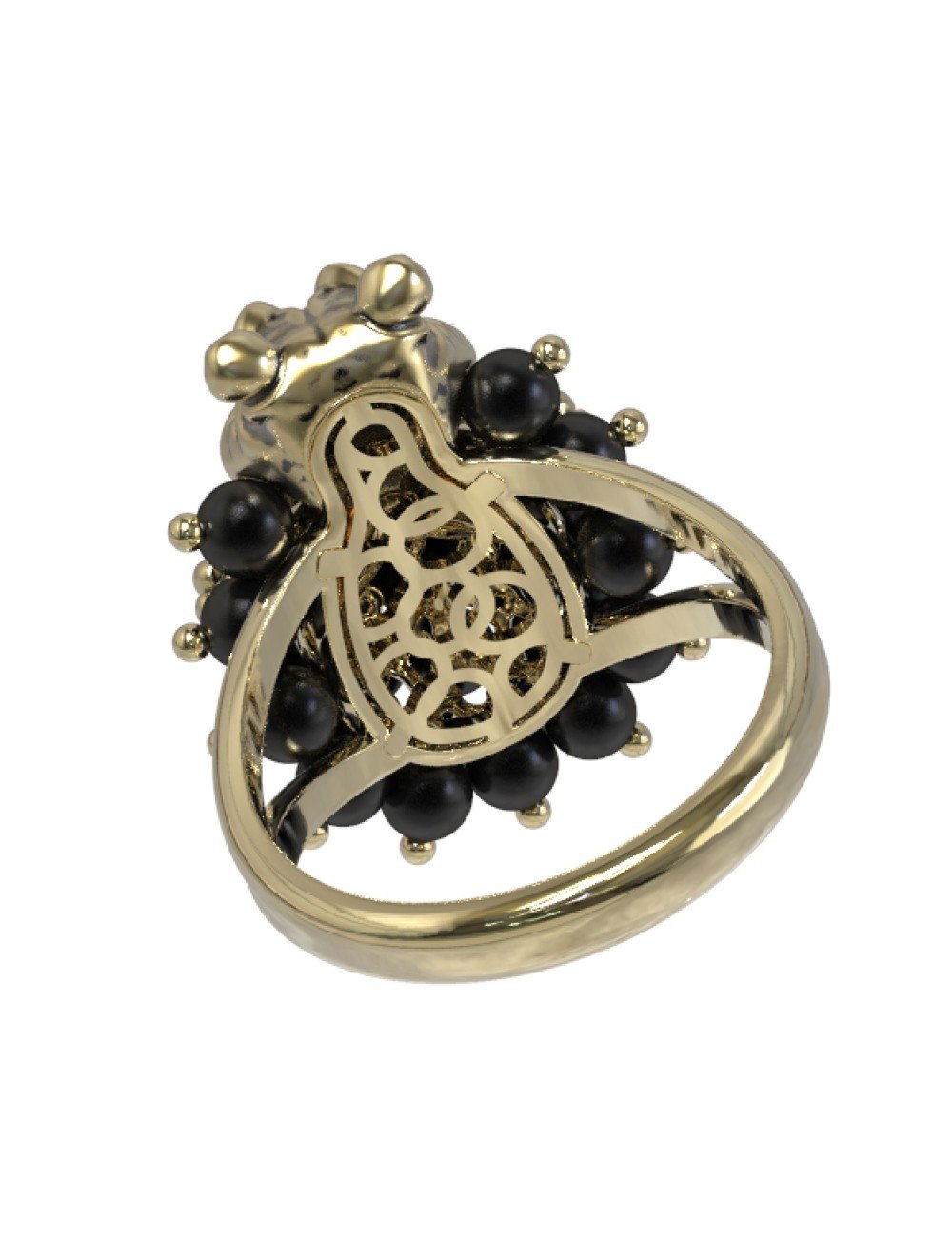 Кольцо из лимонного золота c эмалью и ониксом