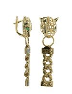 Серьги из лимонного золота c бриллиантами и изумрудом