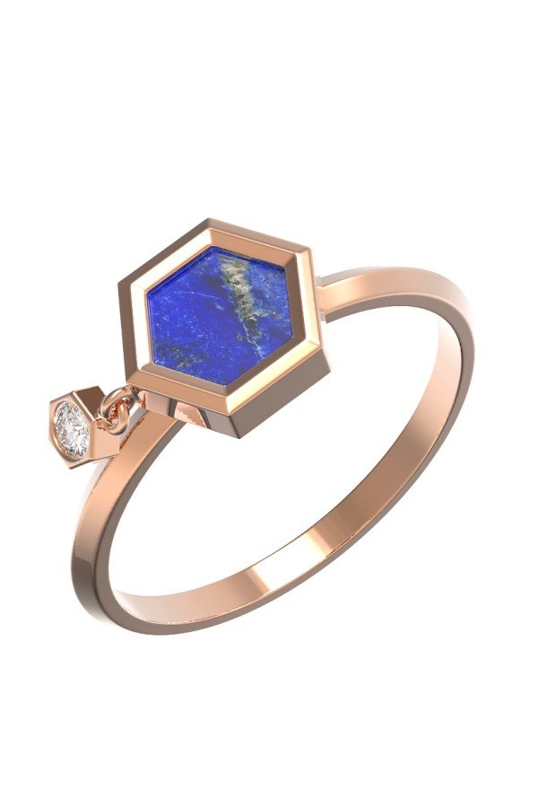 Кольцо из золота c бриллиантами и лазуритом