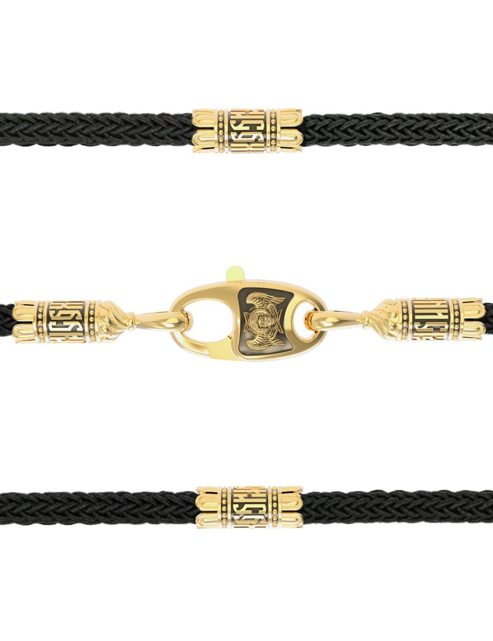 Шнурок шёлковый из лимонного золота c шёлковым шнурком