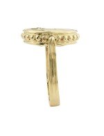 Кольцо из лимонного золота c бриллиантами, ониксом и перламутром