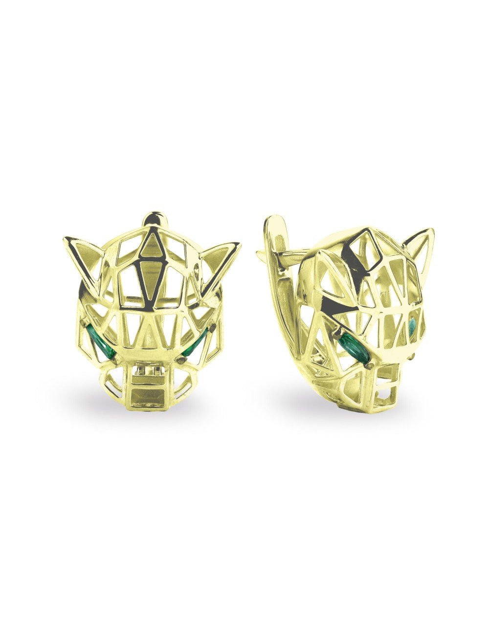 Серьги из лимонного золота c изумрудом