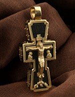 Крест из лимонного золота c эбеновым деревом