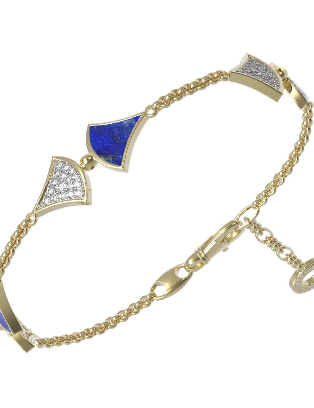 Браслет из лимонного золота c бриллиантами и лазуритом