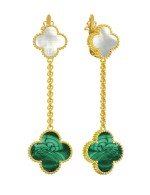 Серьги из лимонного золота c малахитом и перламутром
