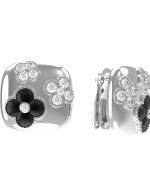 Серьги из белого золота c бриллиантами и ониксом