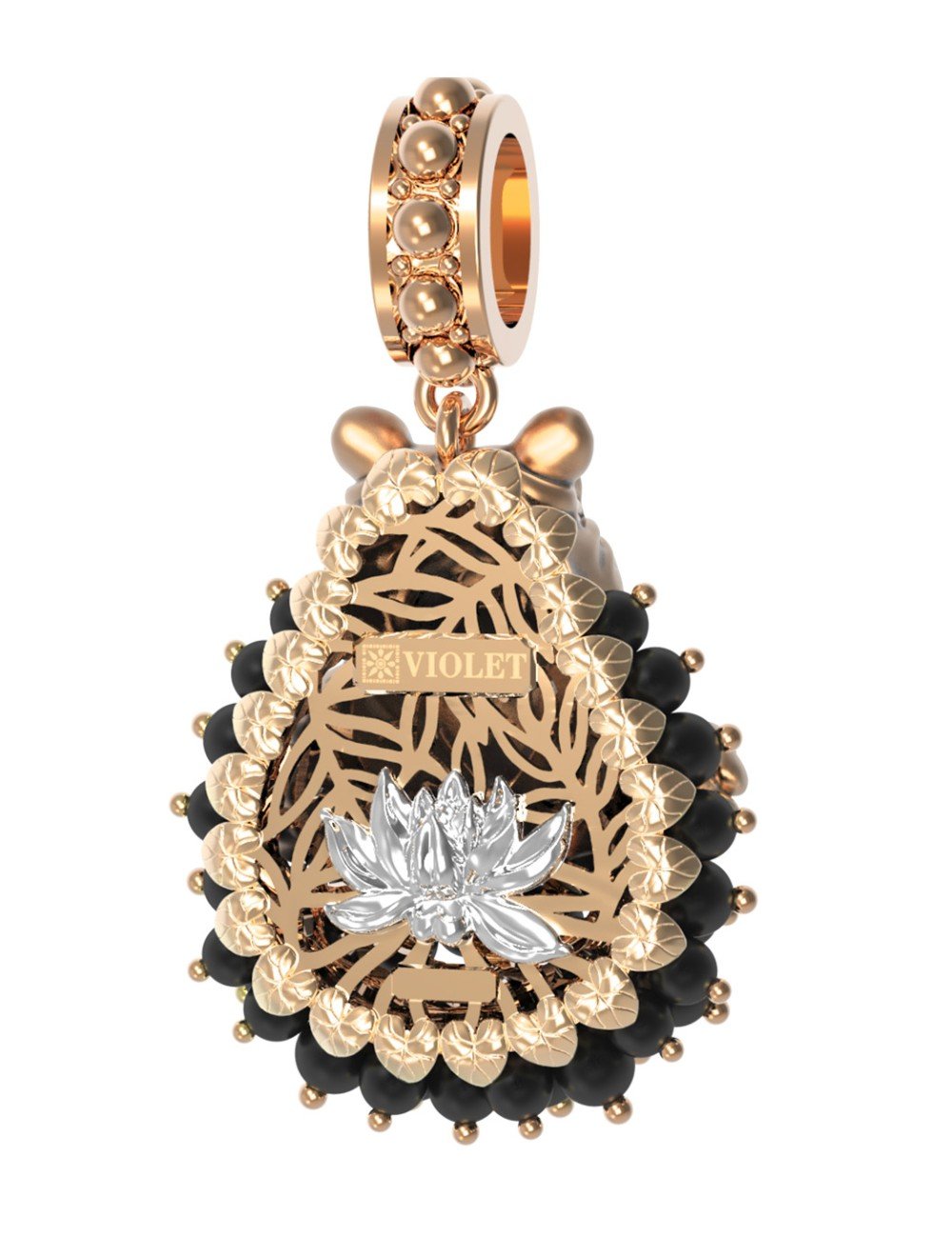 Подвеска из золота c эмалью и ониксом