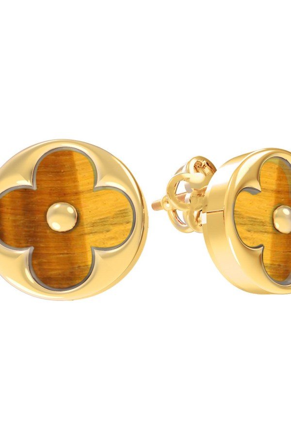 Серьги из лимонного золота c тигровым глазом