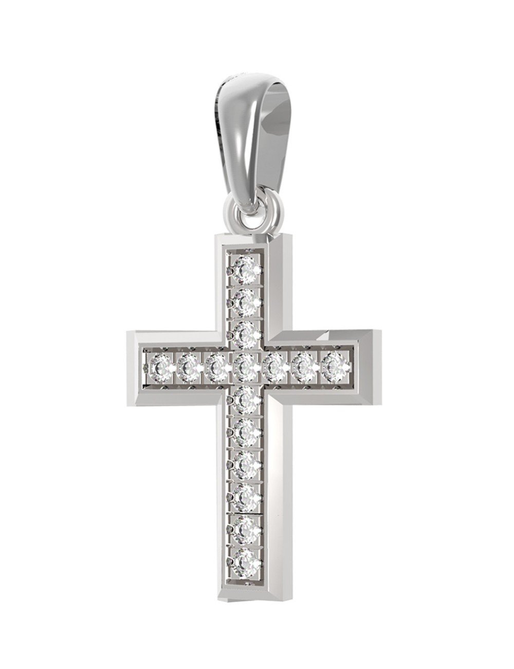 Крест из белого золота c бриллиантами