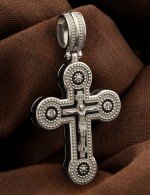 Крест из белого золота c эбеновым деревом