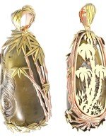 Подвеска из лимонного золота c росписным янтарём