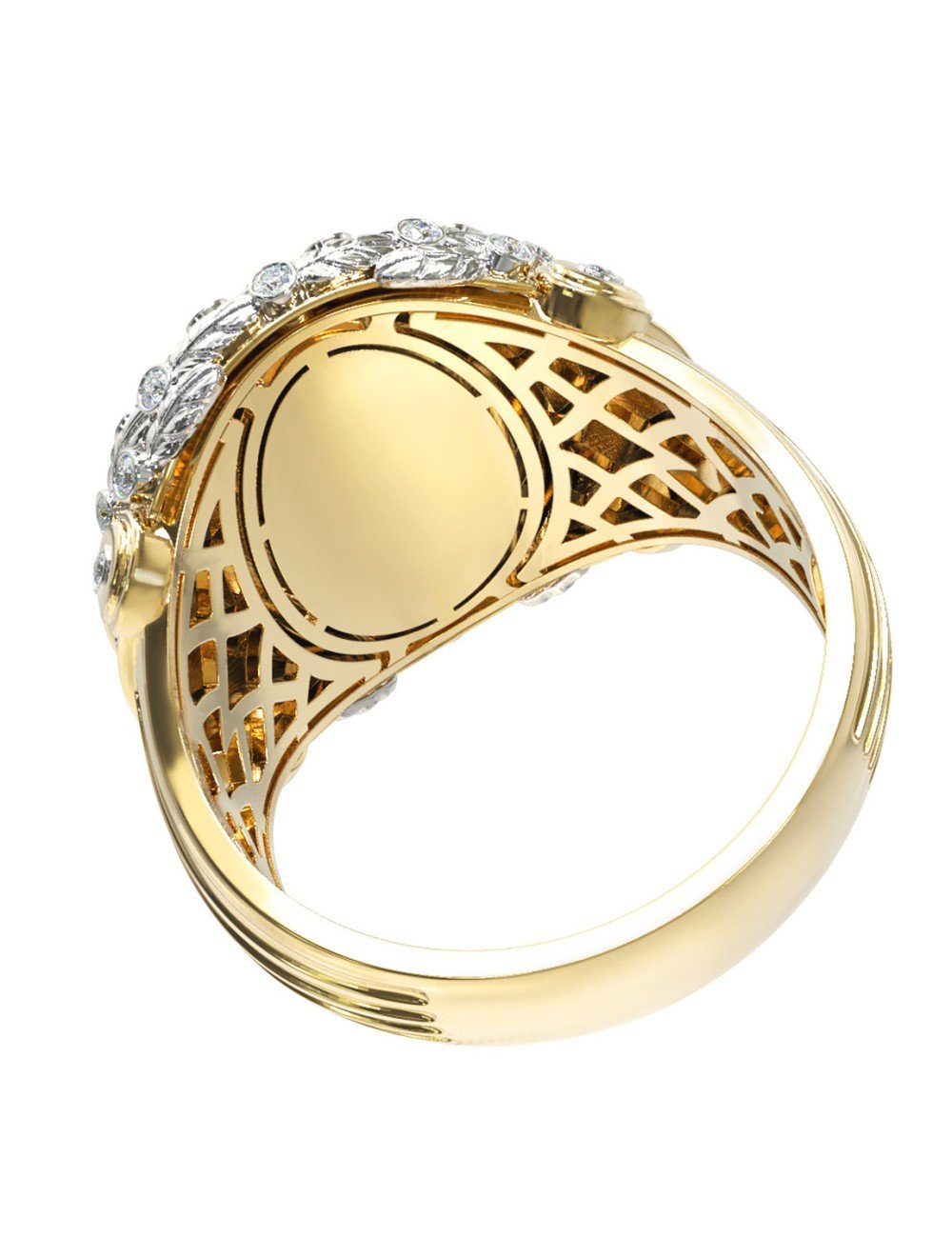 Кольцо из лимонного золота c бриллиантами и ониксом