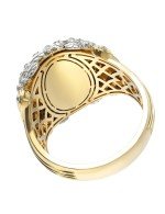 Кольцо из лимонного золота c бриллиантами и ониксом