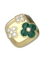 Кольцо из лимонного золота c бриллиантами и малахитом