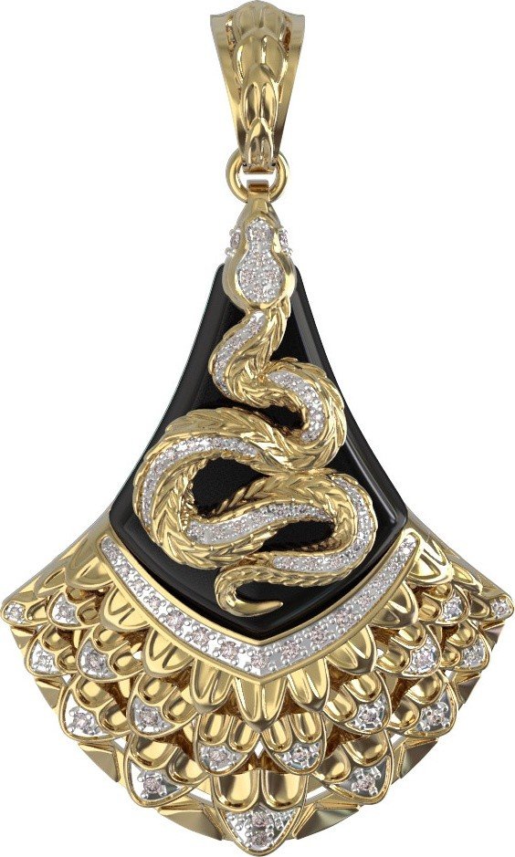 Подвеска из лимонного золота c бриллиантами и ониксом