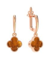 Серьги из золота c тигровым глазом