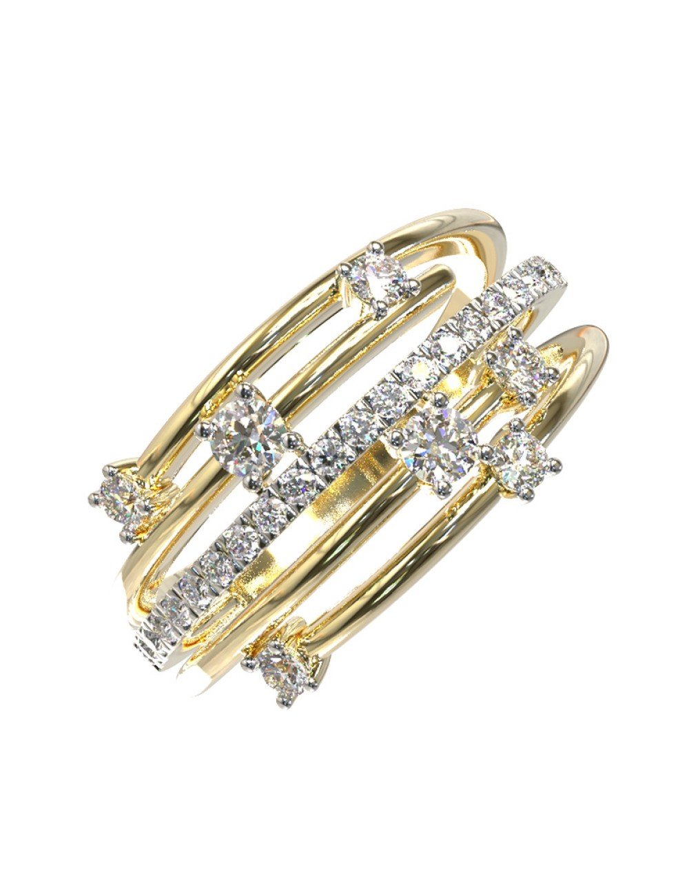 Кольцо из лимонного золота c бриллиантами