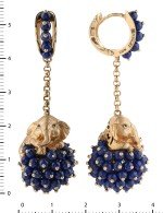 Серьги из золота c эмалью и лазуритом