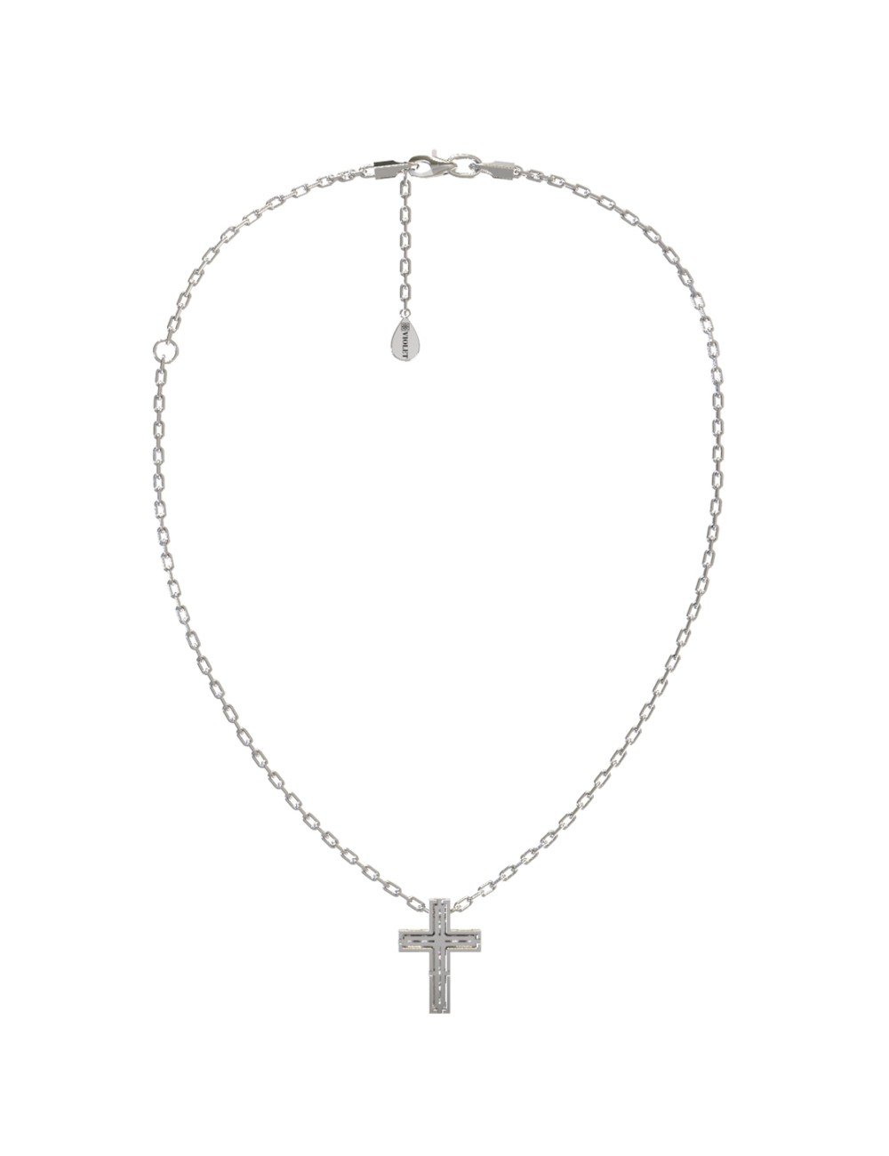 Крест из белого золота c бриллиантами