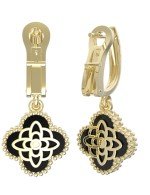 Серьги из лимонного золота c бриллиантами и ониксом