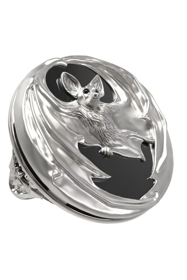 Кольцо из белого золота c эмалью и ониксом