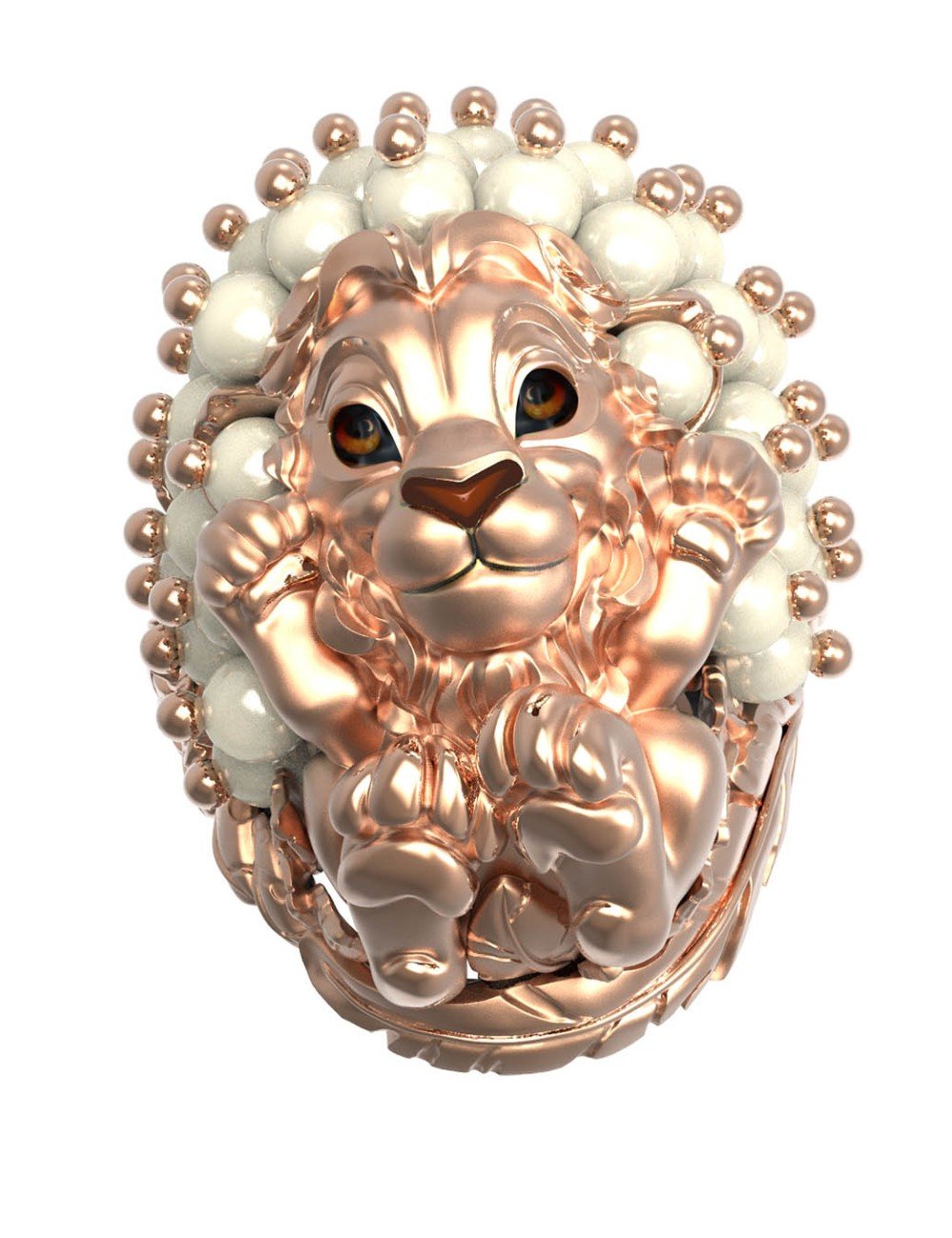 Кольцо из золота c эмалью и жемчугом