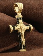 Крест из лимонного золота c ониксом