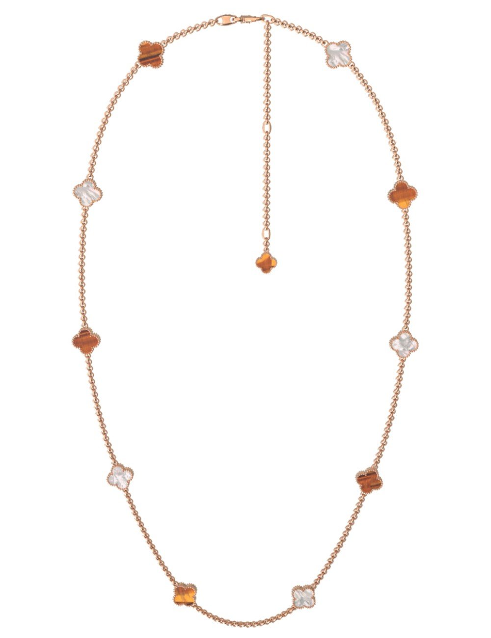 Колье из золота c тигровым глазом и перламутром