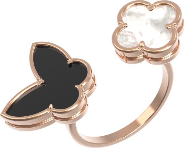 Кольцо из золота c ониксом и перламутром