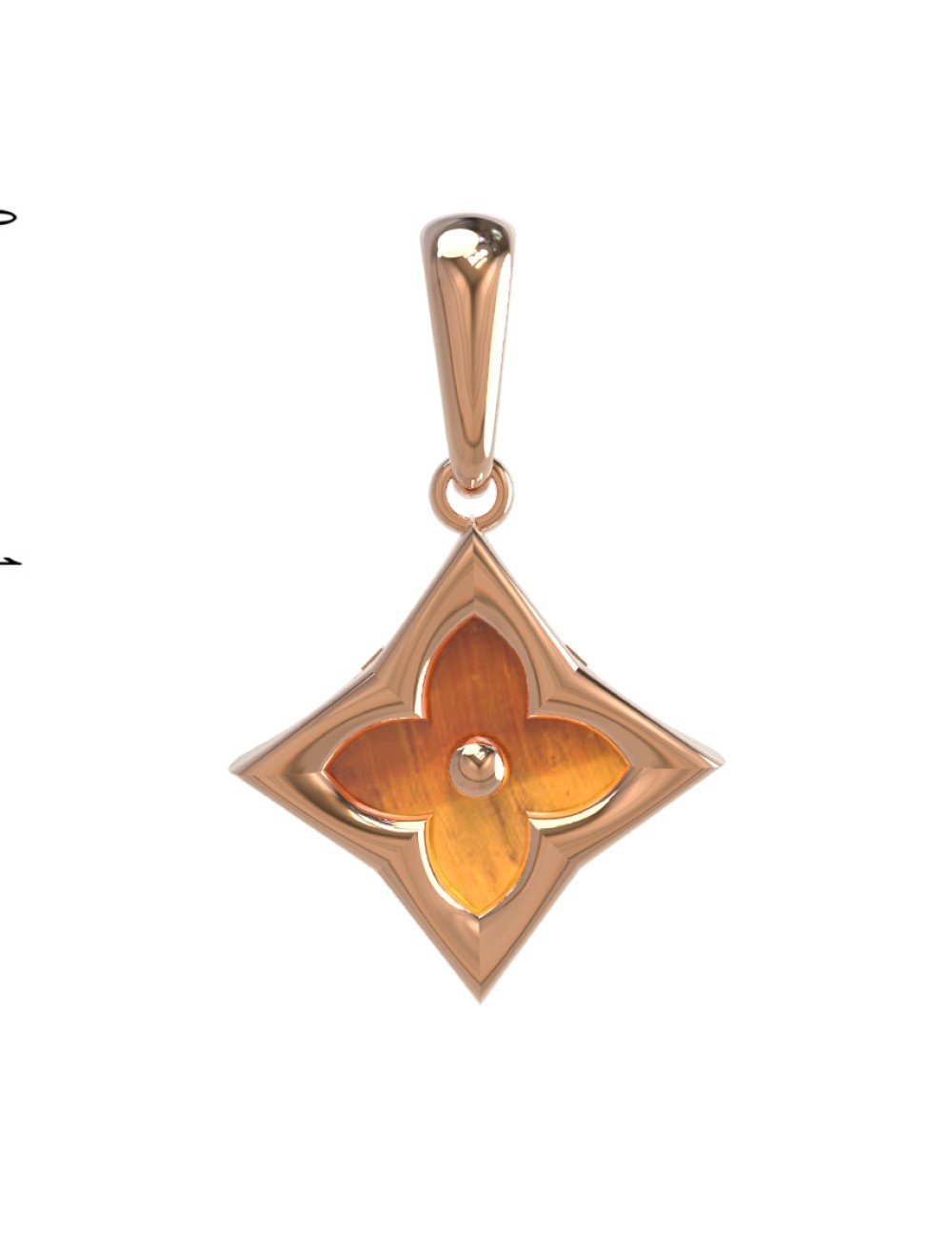 Подвеска из золота c тигровым глазом