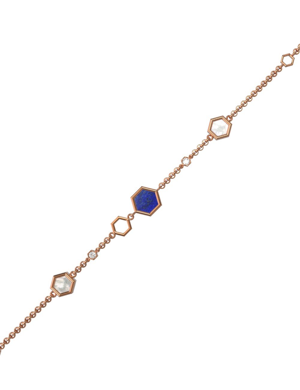 Браслет из золота c бриллиантами, лазуритом и перламутром