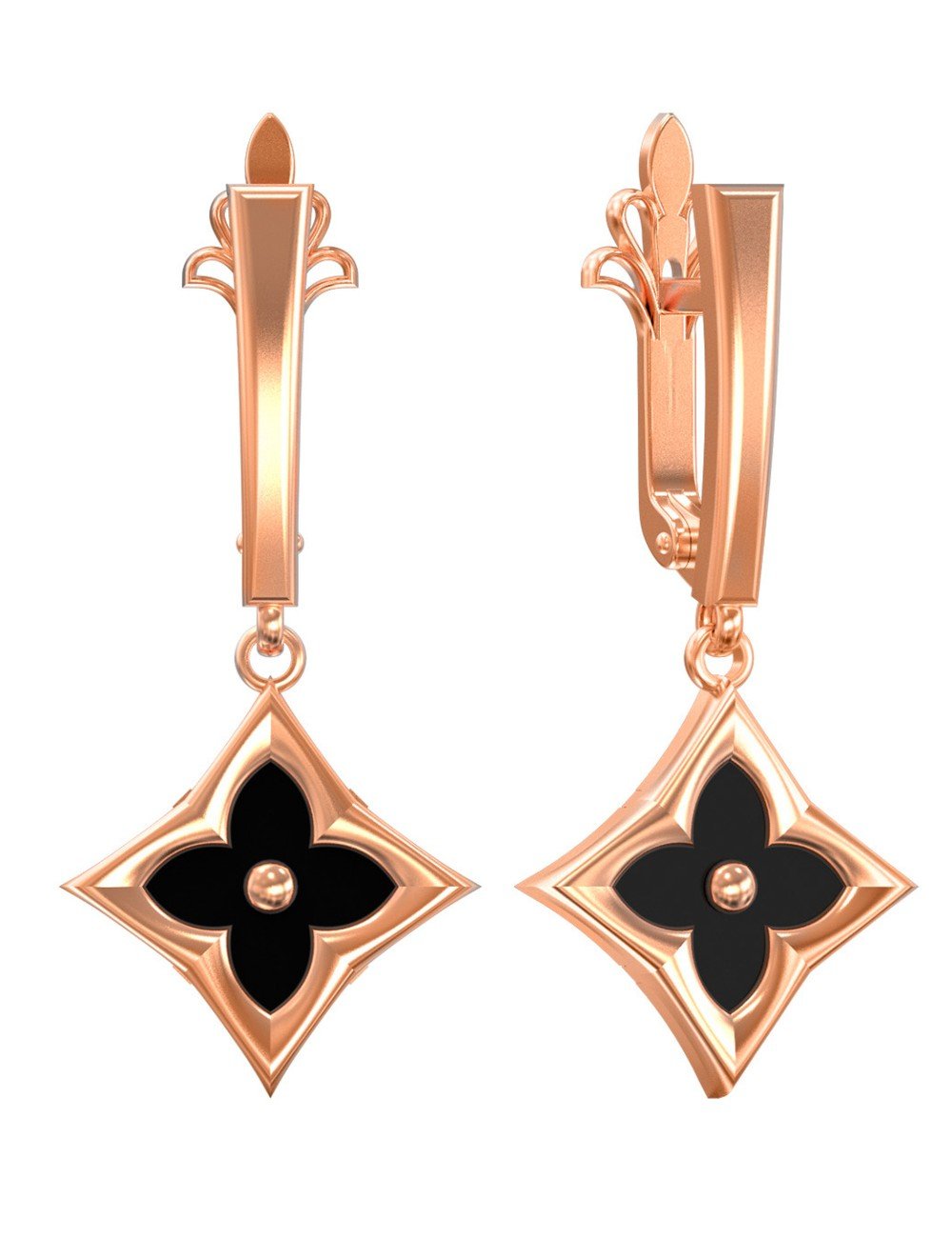 Серьги из золота c ониксом