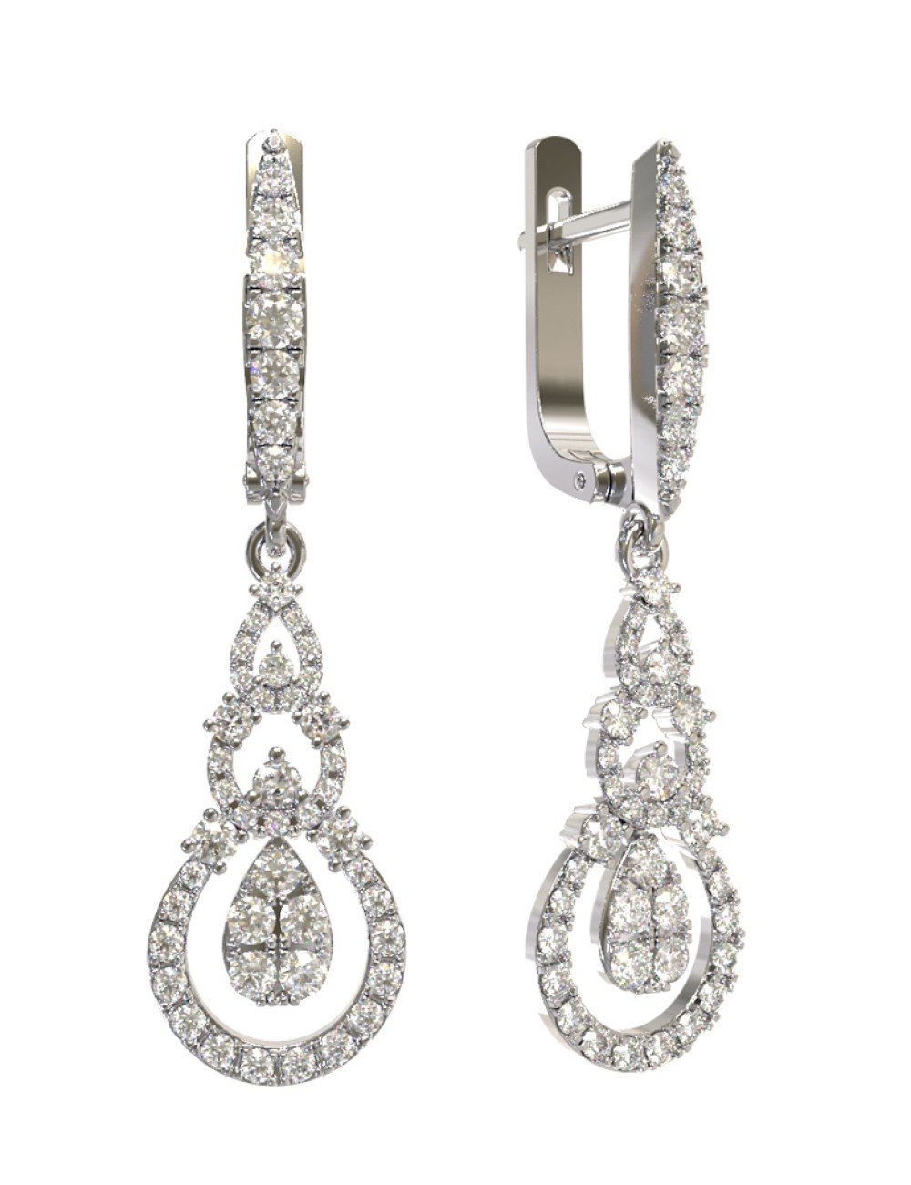 Серьги из белого золота c бриллиантами