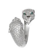 Кольцо из белого золота c бриллиантами и изумрудом