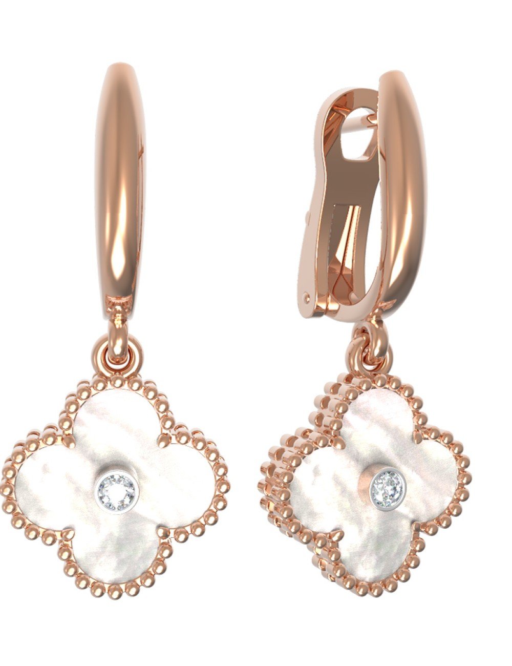 Серьги из золота c бриллиантами и перламутром