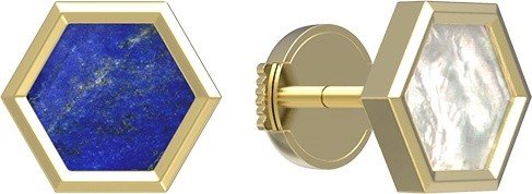 Серьги из лимонного золота c лазуритом и перламутром