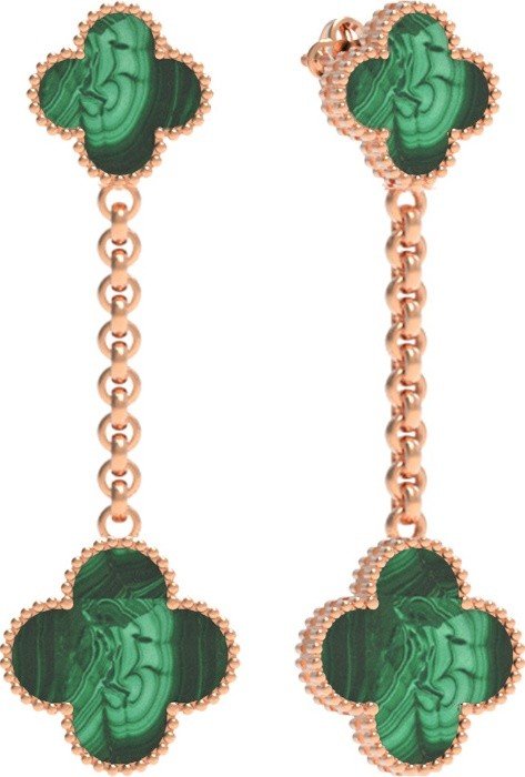 Серьги из золота c малахитом