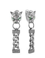 Серьги из белого золота c бриллиантами и изумрудом